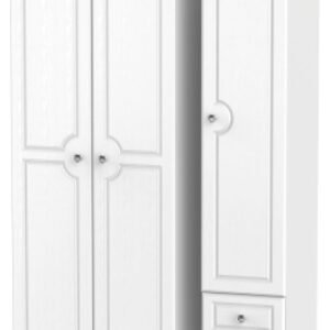 Crystal White 3 Door Tall Triple Wardrobe - RHF 2 Drawers