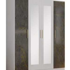 Dalia Grey Italian 4 Door Wardrobe with Mirrors