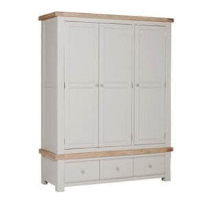 Dawson Wooden Wardrobe With 3 Doors 3 Drawers In Taupe