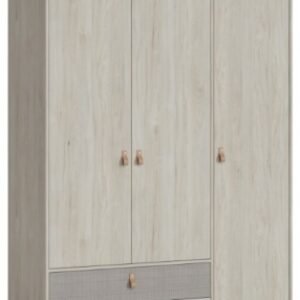 Denim Light Wood Effect 3 Door 2 Drawer Wardrobe