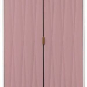 Diamond Pink and White 2 Door Plain Tall Wardrobe