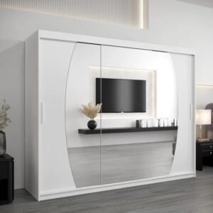 Eden Mirrored Wardrobe 3 Sliding Doors 250cm In White