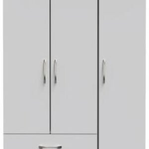 Eve Grey 3 Door Tall Triple Wardrobe - LHF 2 Drawers