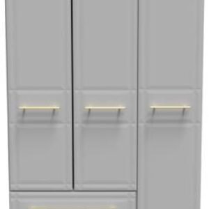 Faye Grey 3 Door Triple Wardrobe - LHF 2 Drawers