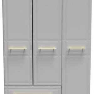 Faye Grey Ash 3 Door Triple Wardrobe - LHF 2 Drawers