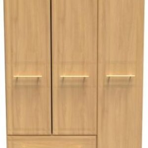 Faye Oak Effect 3 Door Triple Wardrobe - LHF 2 Drawers