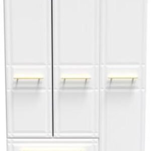 Faye White 3 Door Triple Wardrobe - LHF 2 Drawers