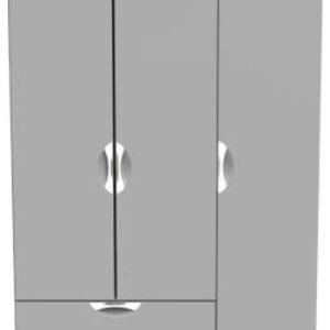 Flora Grey 3 Door Triple Wardrobe - LHF 2 Drawers