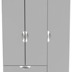 Flora Grey Ash 3 Door Triple Wardrobe - LHF 2 Drawers