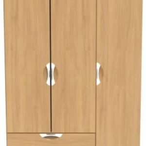 Flora Oak Effect 3 Door Triple Wardrobe - LHF 2 Drawers