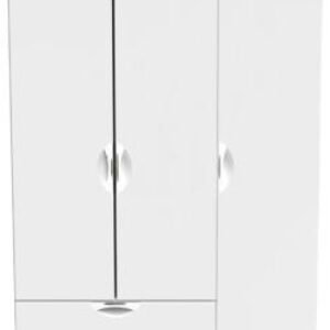 Flora White 3 Door Triple Wardrobe - LHF 2 Drawers