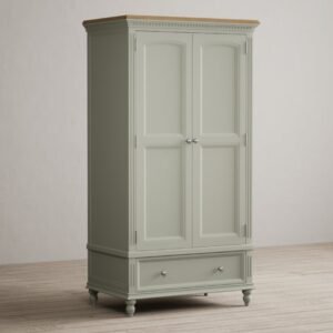 Francis Oak and Soft Green Painted Double Wardrobe