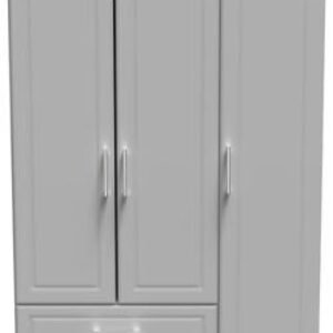 Gina Grey 3 Door Triple Wardrobe - LHF 2 Drawers