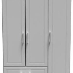 Gina Grey Ash 3 Door Triple Wardrobe - LHF 2 Drawers