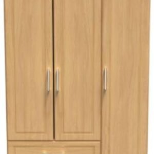 Gina Oak Effect 3 Door Triple Wardrobe - LHF 2 Drawers