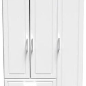 Gina White 3 Door Triple Wardrobe - LHF 2 Drawers