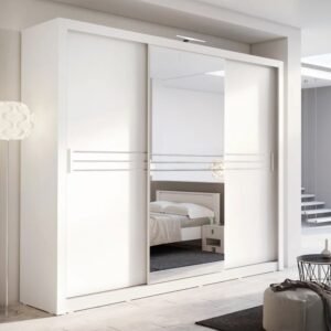 Hanover Wooden Wardrobe With 3 Sliding Doors In Matt White