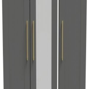 Haworth Grey 3 Door Tall Triple Wardrobe - 1 Mirror