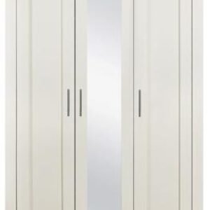 Highgate Cream and Oak Effect 3 Door Wardrobe with Mirror