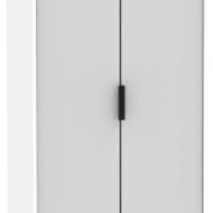 Hong Kong Grey and White 2 Door Plain Tall Wardrobe