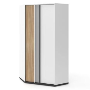 Indio Kids Wooden Wardrobe Corner With 2 Doors In Matt White