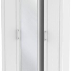 Kent White and Oak 3 Door Tall Triple Wardrobe - 1 Mirror