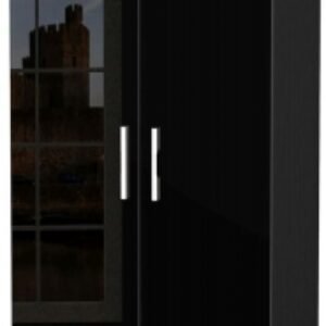 Knightsbridge Black Gloss 2 Door Plain Wardrobe