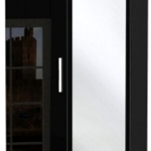 Knightsbridge Black Gloss 2 Door Tall Combi Wardrobe - 1 Mirror