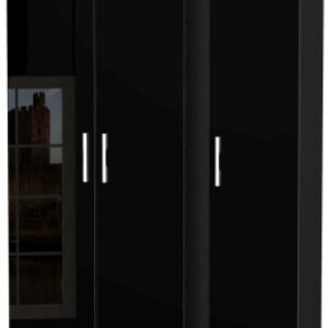 Knightsbridge Black Gloss 3 Door Tall Triple Wardrobe