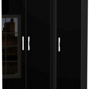 Knightsbridge Black Gloss 3 Door Triple Wardrobe