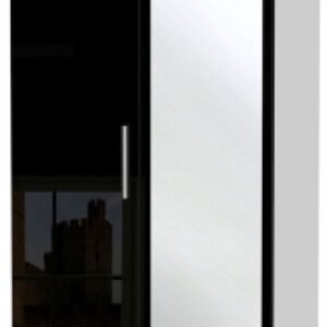 Knightsbridge Black Gloss and White 2 Door Combi Wardrobe - 1 Mirror