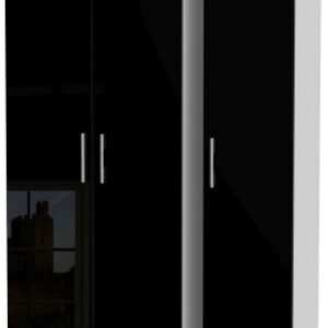 Knightsbridge Black Gloss and White 3 Door Tall Triple Wardrobe