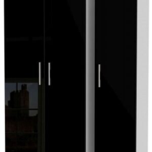 Knightsbridge Black Gloss and White 3 Door Triple Wardrobe