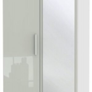 Knightsbridge Cashmere Gloss and White 2 Door Combi Wardrobe - 1 Mirror