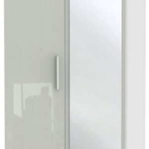 Knightsbridge Cashmere Gloss and White 2 Door Tall Combi Wardrobe - 1 Mirror