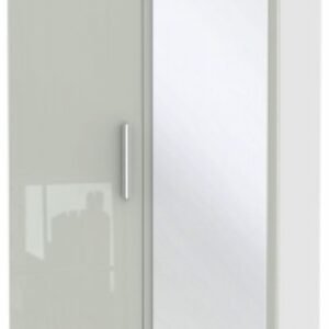 Knightsbridge Cashmere Gloss and White 2 Door Wardrobe - 1 Mirror