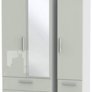 Knightsbridge Cashmere Gloss and White 3 Door Combi Wardrobe - 1 Mirror