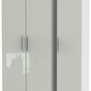 Knightsbridge Cashmere Gloss and White 3 Door Tall Triple Wardrobe