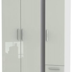 Knightsbridge Cashmere Gloss and White 3 Door Tall Triple Wardrobe - RHF 2 Drawers