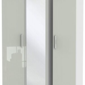 Knightsbridge Cashmere Gloss and White 3 Door Triple Wardrobe - 1 Mirror