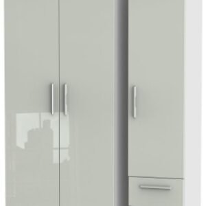 Knightsbridge Cashmere Gloss and White 3 Door Triple Wardrobe - RHF 2 Drawers