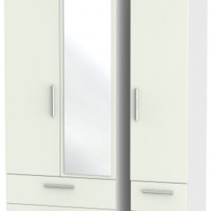 Knightsbridge Cashmere Matt and White 3 Door Combi Wardrobe - 1 Mirror