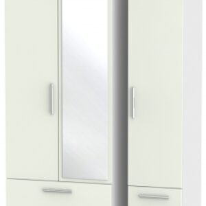 Knightsbridge Cashmere Matt and White 3 Door Tall Combi Wardrobe - 1 Mirror