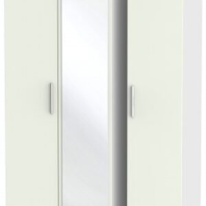 Knightsbridge Cashmere Matt and White 3 Door Tall Triple Wardrobe - 1 Mirror