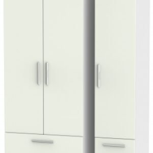 Knightsbridge Cashmere Matt and White 3 Door Tall Triple Wardrobe - 4 Drawers