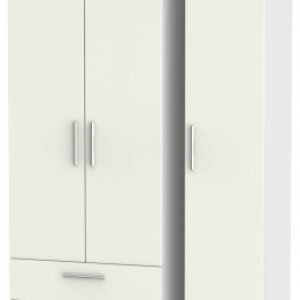 Knightsbridge Cashmere Matt and White 3 Door Tall Triple Wardrobe - LHF 2 Drawers