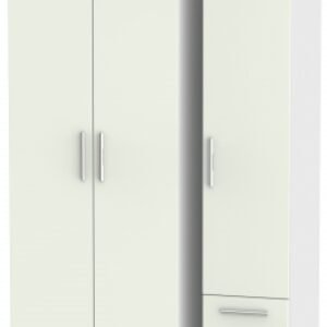 Knightsbridge Cashmere Matt and White 3 Door Tall Triple Wardrobe - RHF 2 Drawers