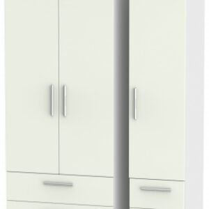 Knightsbridge Cashmere Matt and White 3 Door Triple Wardrobe - 4 Drawers