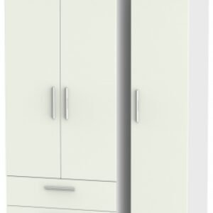 Knightsbridge Cashmere Matt and White 3 Door Triple Wardrobe - LHF 2 Drawers