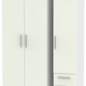 Knightsbridge Cashmere Matt and White 3 Door Triple Wardrobe - RHF 2 Drawers